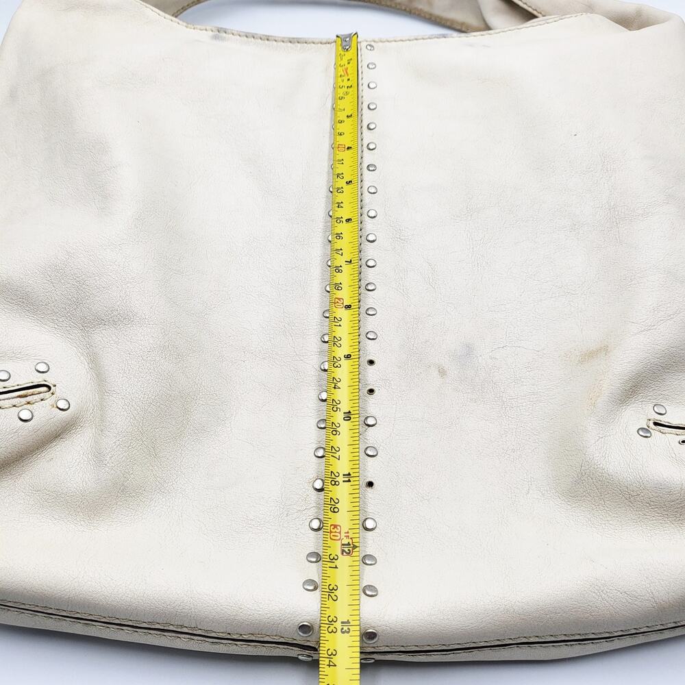 Y2K Michael by Michael Kors Cream Leather Studded Slouch Hobo Shoulder Bag - Picture 16 of 16
